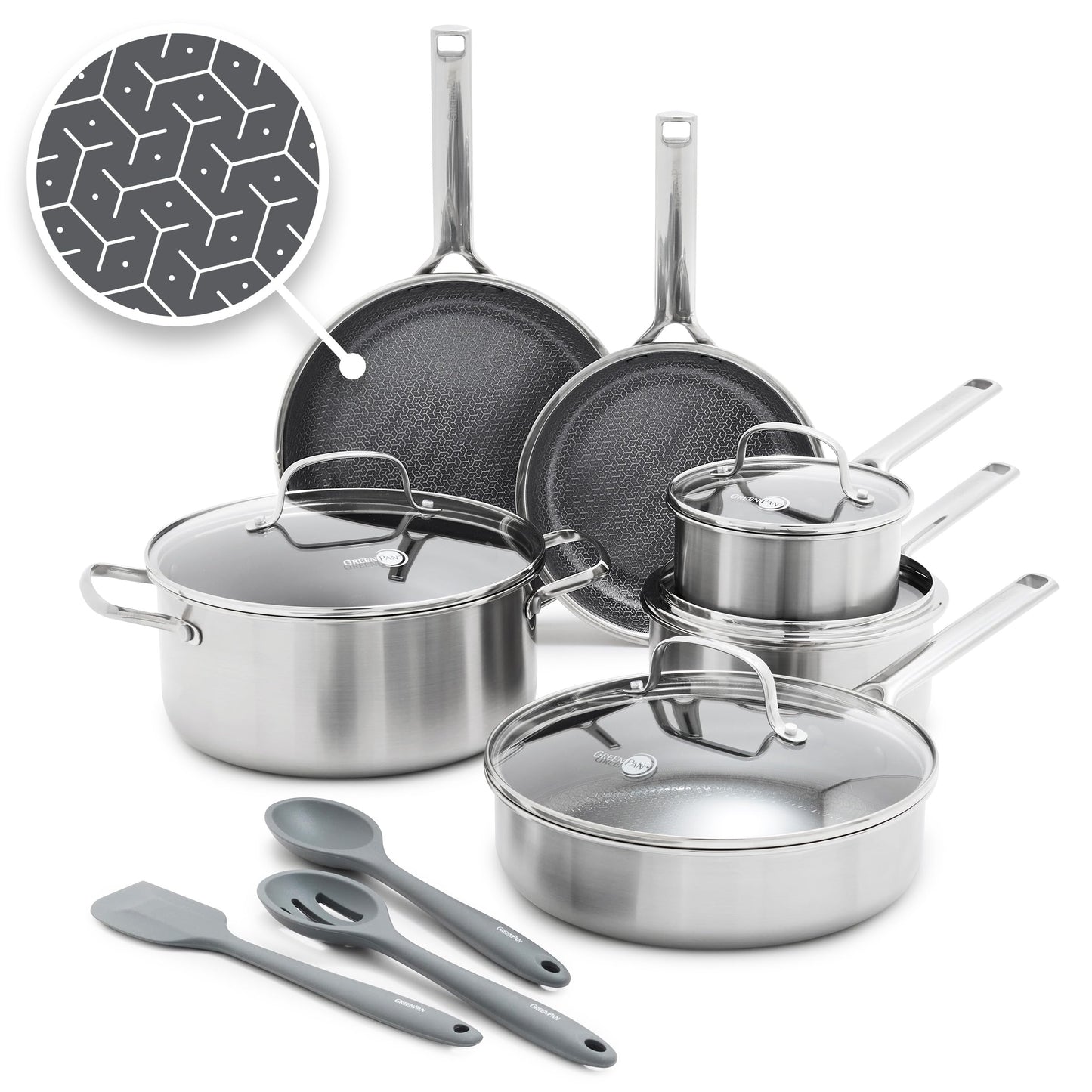 GreenPan Hybrid Nonstick Stainless Steel Frying Pan Set