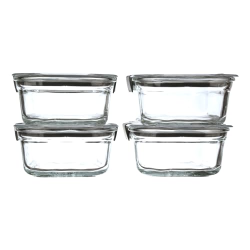 Rubbermaid Brilliance Glass Food Storage Containers, Assorted Sizes, Set of 9, BPA-Free, Leak-Proof, Clear