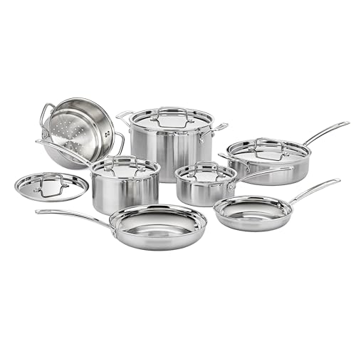 Cuisinart Piece Cookware Set, MultiClad Pro Triple Ply, Silver