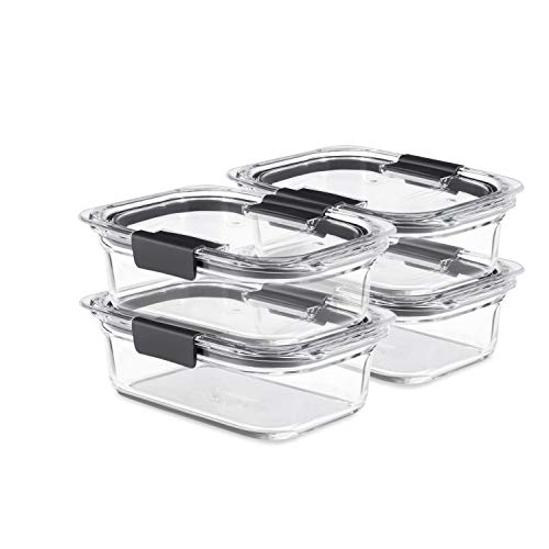 Rubbermaid Brilliance Glass Food Storage Containers, Assorted Sizes, Set of 9, BPA-Free, Leak-Proof, Clear