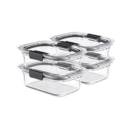 Rubbermaid Brilliance Glass Food Storage Containers, Assorted Sizes, Set of 9, BPA-Free, Leak-Proof, Clear