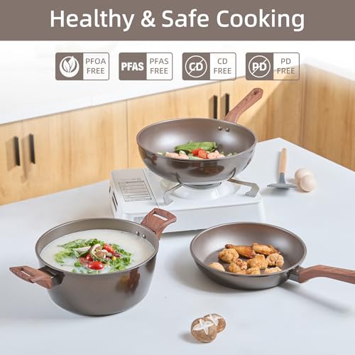12-Piece Nonstick Pots & Pans Set with Frying Pan & Steamer