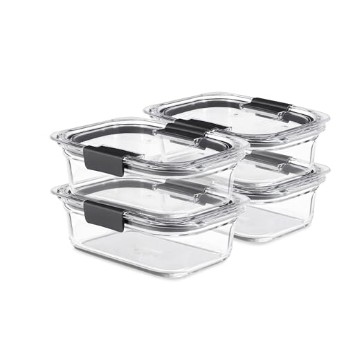 Rubbermaid Brilliance Glass Food Storage Containers, Assorted Sizes, Set of 9, BPA-Free, Leak-Proof, Clear