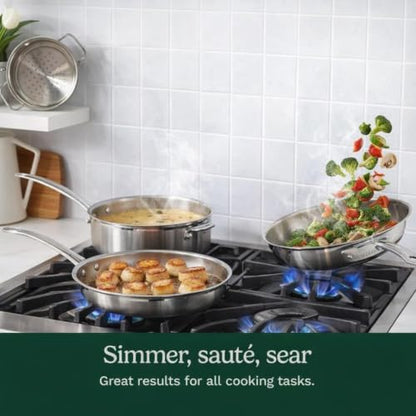 Cuisinart Piece Cookware Set, MultiClad Pro Triple Ply, Silver