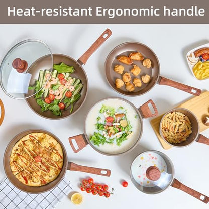 12-Piece Nonstick Pots & Pans Set with Frying Pan & Steamer
