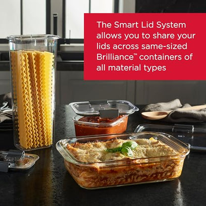 Rubbermaid Brilliance Glass Food Storage Containers, Assorted Sizes, Set of 9, BPA-Free, Leak-Proof, Clear