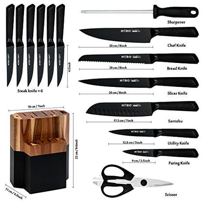 Vvwgkpk 15PCS Kitchen Knife Set with Blcok