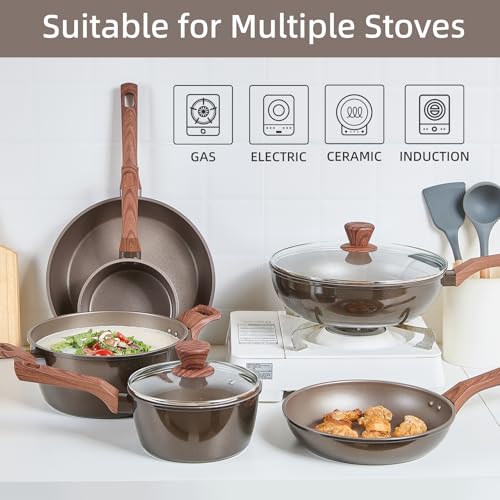 12-Piece Nonstick Pots & Pans Set with Frying Pan & Steamer