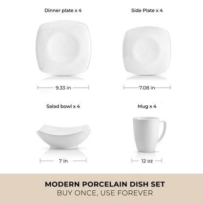 Dinnerware Set with Chip Resistant Plates and Bowls for Everyday Dining
