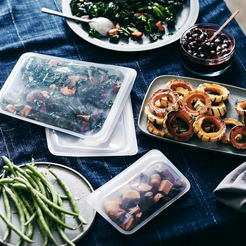 Stasher Silicone Reusable Storage Bags, 4-Pack, Reusable Freezer Bags, Microwave, Dishwasher, Oven Safe, Sous Vide, Premium Lunch Containers, Eco Friendly, Food Storage Bags, Snack Bags, Multicolor