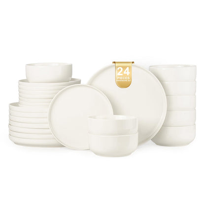 12-Piece Stoneware Dinnerware Set with Plates and Bowls for 4