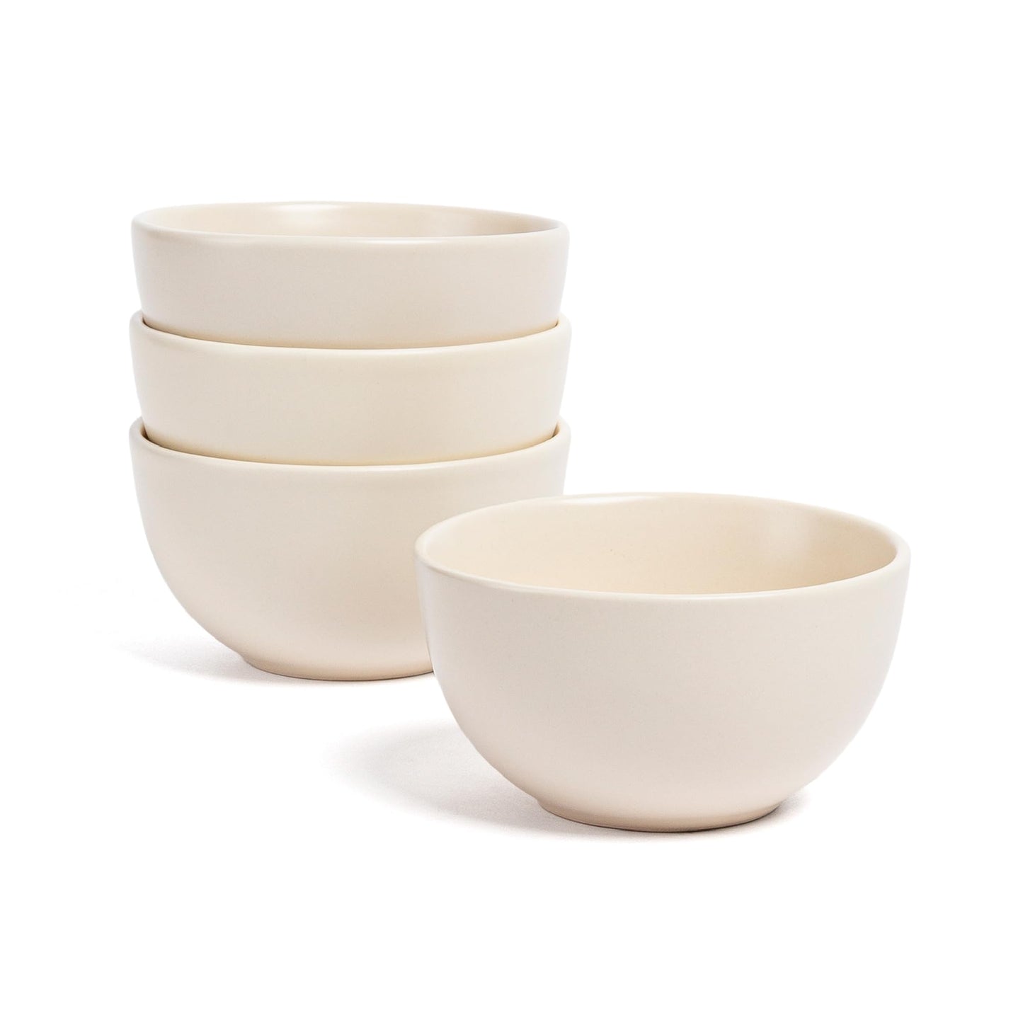 4-Piece Stoneware Bowl Set with Coupe Design for Dining & Cereal
