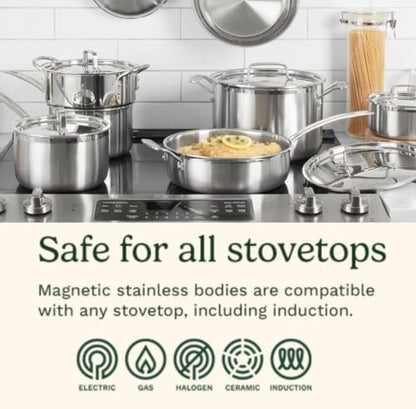 Cuisinart Piece Cookware Set, MultiClad Pro Triple Ply, Silver