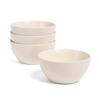 4-Piece Stoneware Bowl Set with Coupe Design for Dining & Cereal