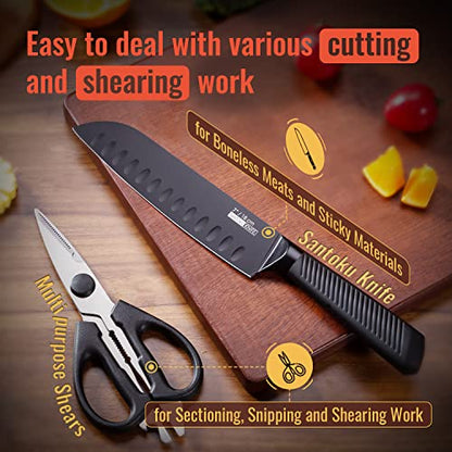 Vvwgkpk 15PCS Kitchen Knife Set with Blcok