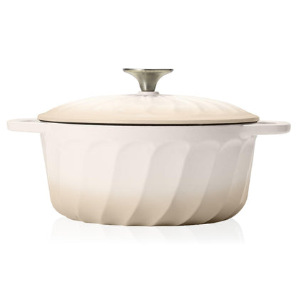 Enameled Cast Iron Dutch Oven with Lid and Dual Handles for Cooking