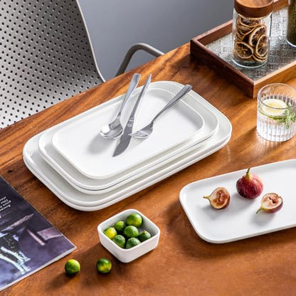 Set of 3 Ceramic Rectangular Serving Platters for Entertaining & Dining