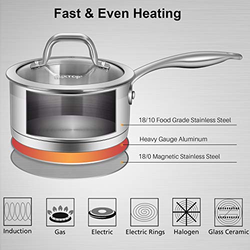 Stainless Steel Saucepan with Lid and Induction Compatible Base