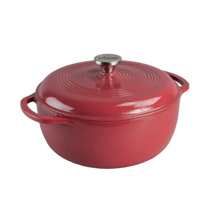 6-Quart Enamel Cast Iron Dutch Oven with Moisture-Sealing Lid for Cooking