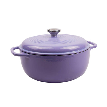 6-Quart Enamel Cast Iron Dutch Oven with Moisture-Sealing Lid for Cooking