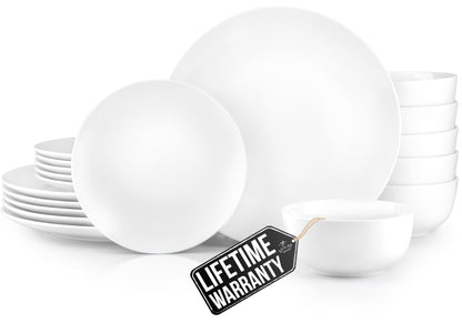 Dinnerware Set with Chip Resistant Plates and Bowls for Everyday Dining