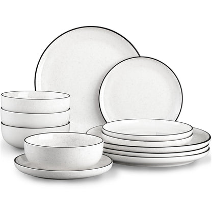 Ceramic Dinnerware Set with Plates and Bowls for Everyday Dining