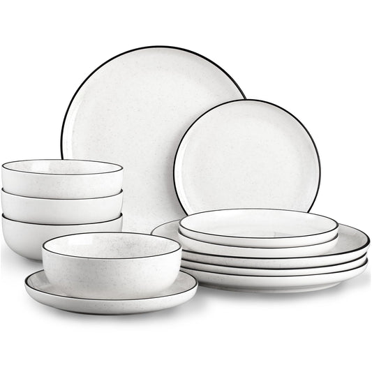 Ceramic Dinnerware Set with Plates and Bowls for Everyday Dining