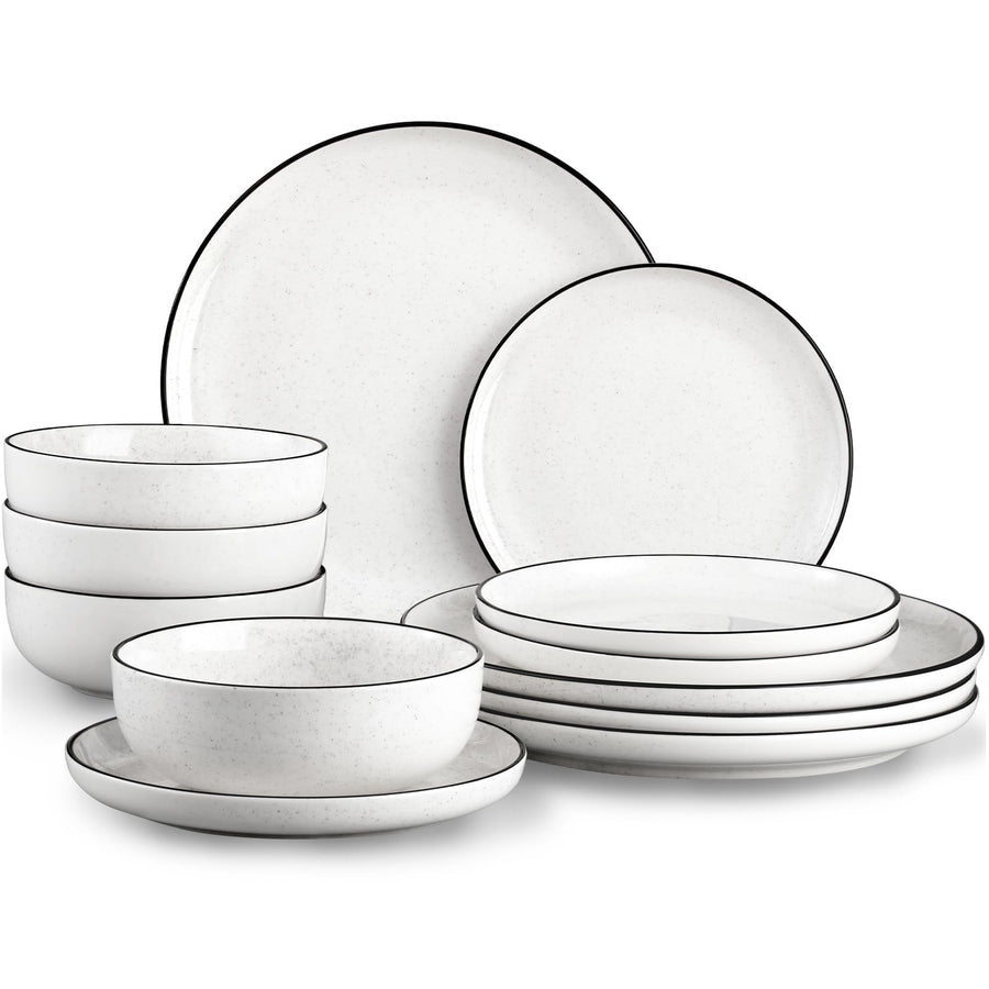 Ceramic Dinnerware Set with Plates and Bowls for Everyday Dining