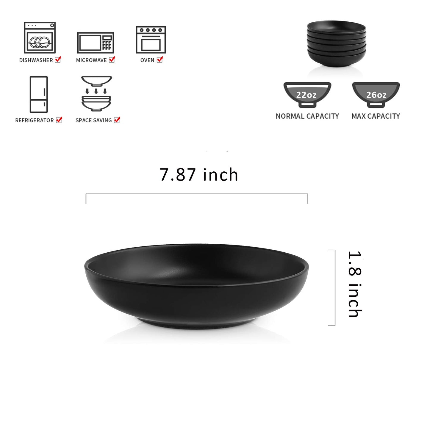 Porcelain Salad Pasta Bowls with Wide Shallow Design for Serving