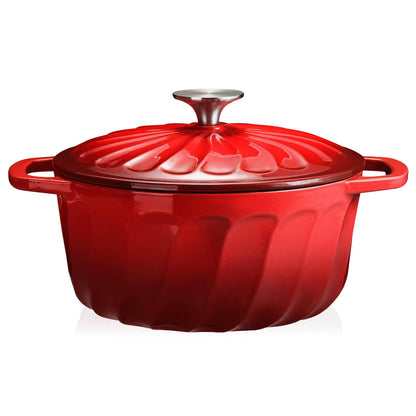 Enameled Cast Iron Dutch Oven with Lid and Dual Handles for Cooking