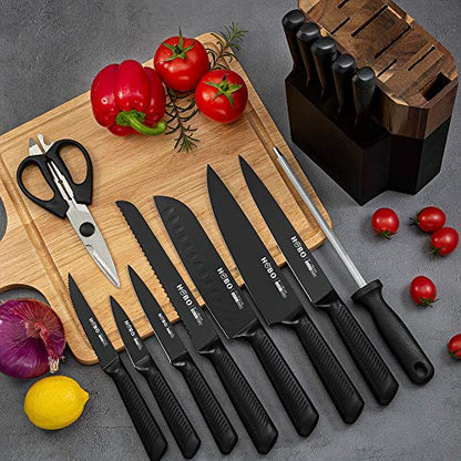 Vvwgkpk 15PCS Kitchen Knife Set with Blcok