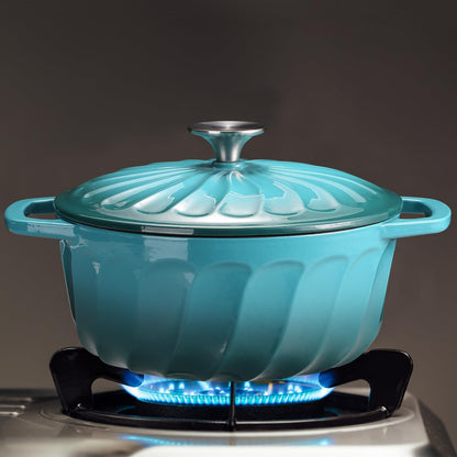 Enameled Cast Iron Dutch Oven with Lid and Dual Handles for Cooking