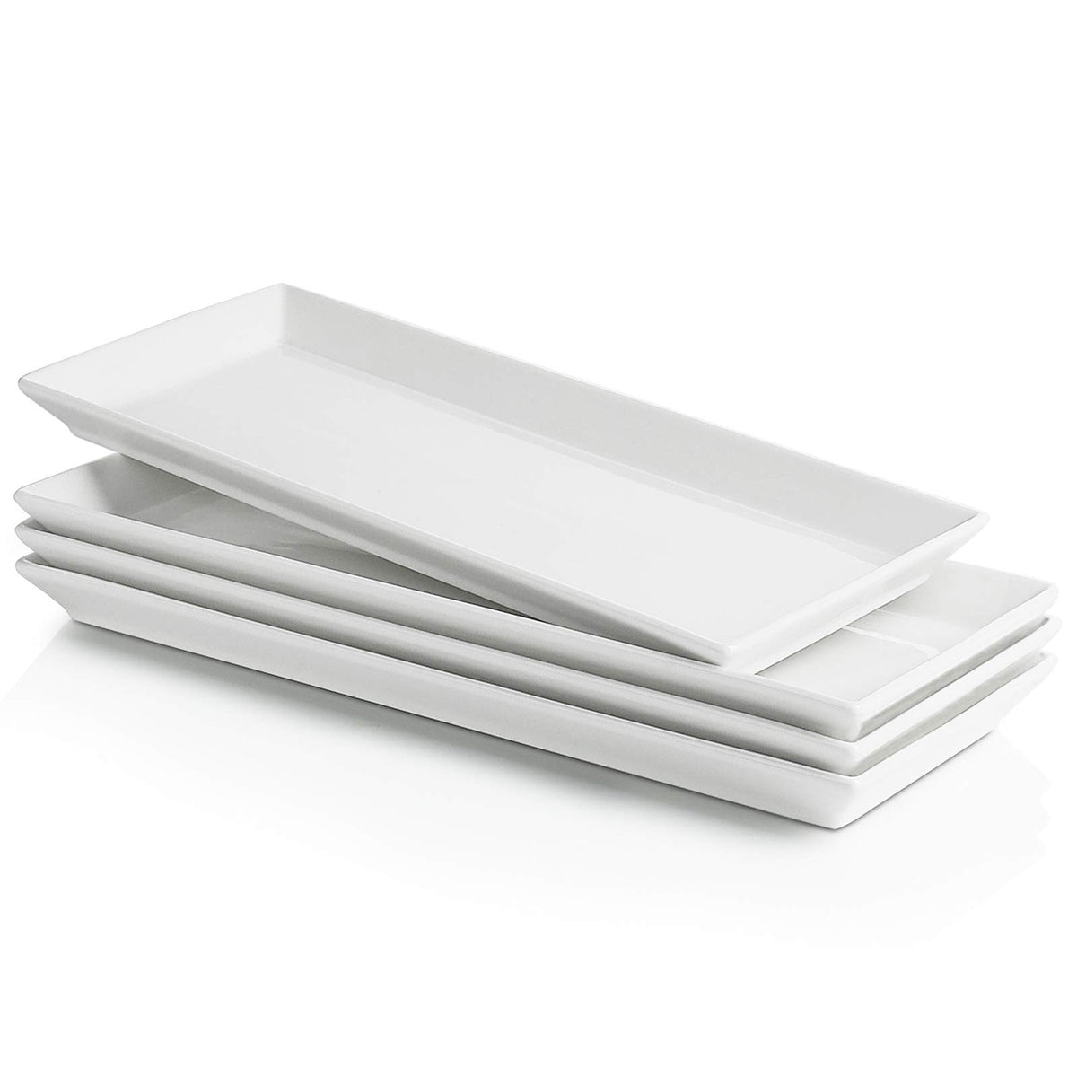 Sweese Rectangular Porcelain Platters, Serving Trays for Parties - Set of 4