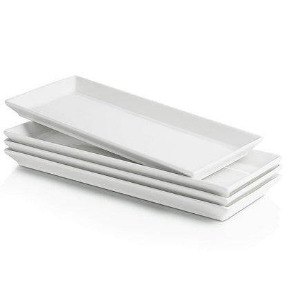 Sweese Rectangular Porcelain Platters, Serving Trays for Parties - Set of 4
