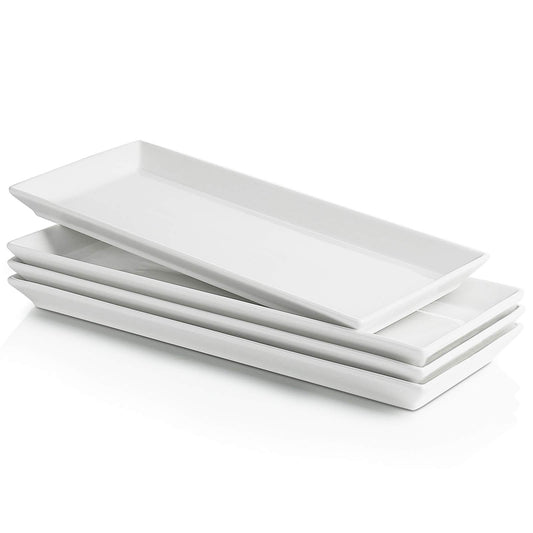 Sweese Rectangular Porcelain Platters, Serving Trays for Parties - Set of 4