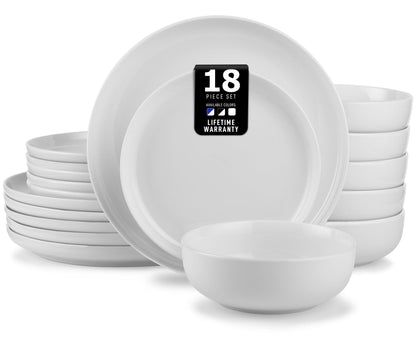 Dinnerware Set with Chip Resistant Plates and Bowls for Everyday Dining