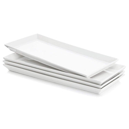 Sweese Rectangular Porcelain Platters, Serving Trays for Parties - Set of 4