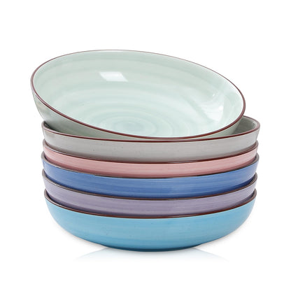 Porcelain Salad Pasta Bowls with Wide Shallow Design for Serving