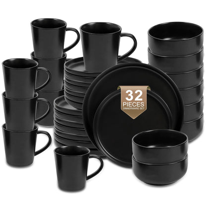 12-Piece Stoneware Dinnerware Set with Plates and Bowls for 4