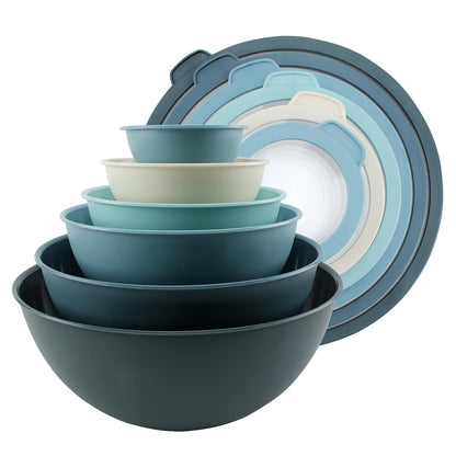 12-Piece Nesting Mixing Bowl Set with Lids for Food Prep & Storage