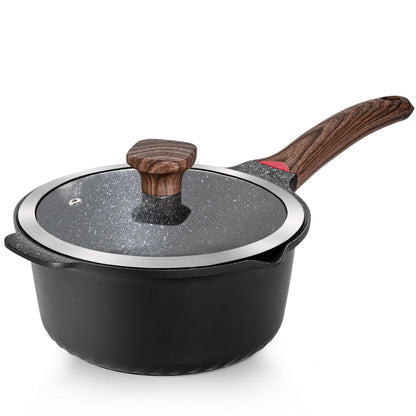 Ceramic Nonstick Saucepan with Lid and Stay-Cool Handle for All Stovetops