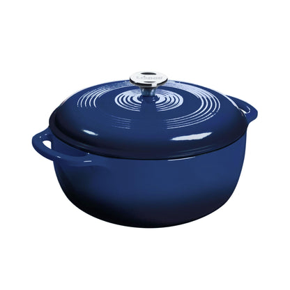 6-Quart Enamel Cast Iron Dutch Oven with Moisture-Sealing Lid for Cooking