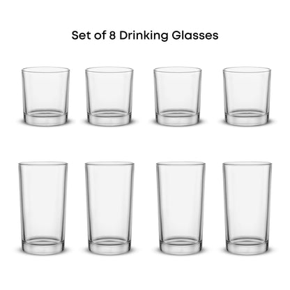JoyJolt Drinking Glasses Set of 8, Alina Ribbed Glassware