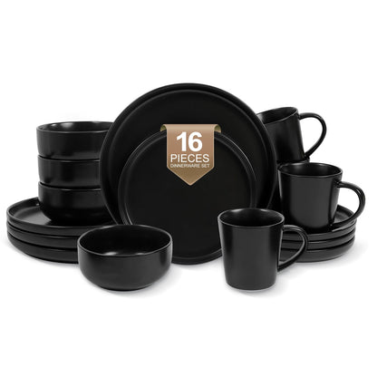 12-Piece Stoneware Dinnerware Set with Plates and Bowls for 4