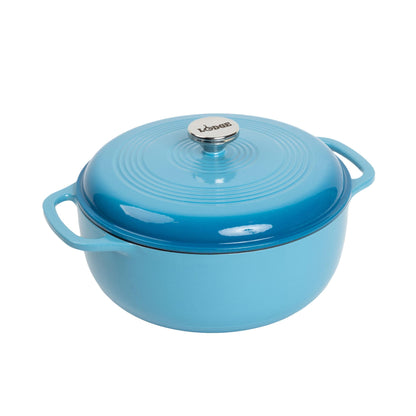 6-Quart Enamel Cast Iron Dutch Oven with Moisture-Sealing Lid for Cooking