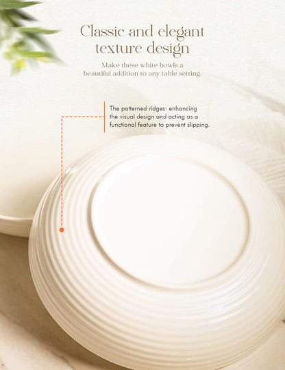 6-Piece Ceramic Pasta Bowls with Wide Shallow Design for Dining & Serving
