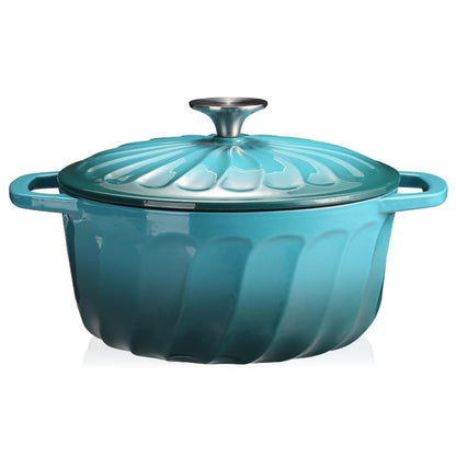 Enameled Cast Iron Dutch Oven with Lid and Dual Handles for Cooking