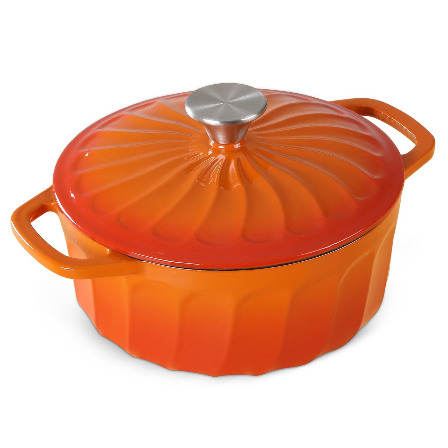 Enameled Cast Iron Dutch Oven with Lid and Dual Handles for Cooking