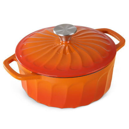Enameled Cast Iron Dutch Oven with Lid and Dual Handles for Cooking