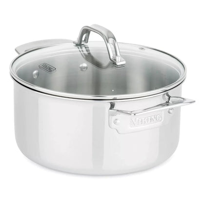 4 Qt Stainless Steel Stock Pot with Glass Lid for All Cooktops